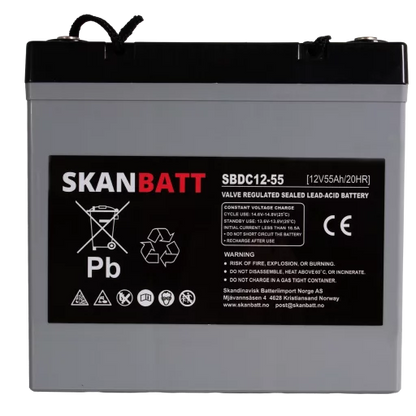 RITAR AGM Deep Cycle Batteri 12V 55AH (229x138x216mm) +vänster