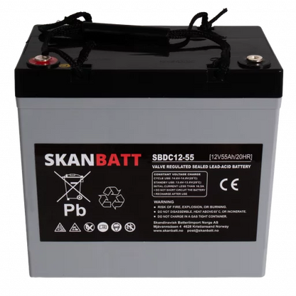RITAR AGM Deep Cycle Batteri 12V 55AH (229x138x216mm) +vänster