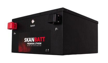 SKANBATT Premium Lithium - 12V 470Ah 200A BMS - Bluetooth - Heat - 360x350x190mm - 8 Års garanti - "Under sätet" modell