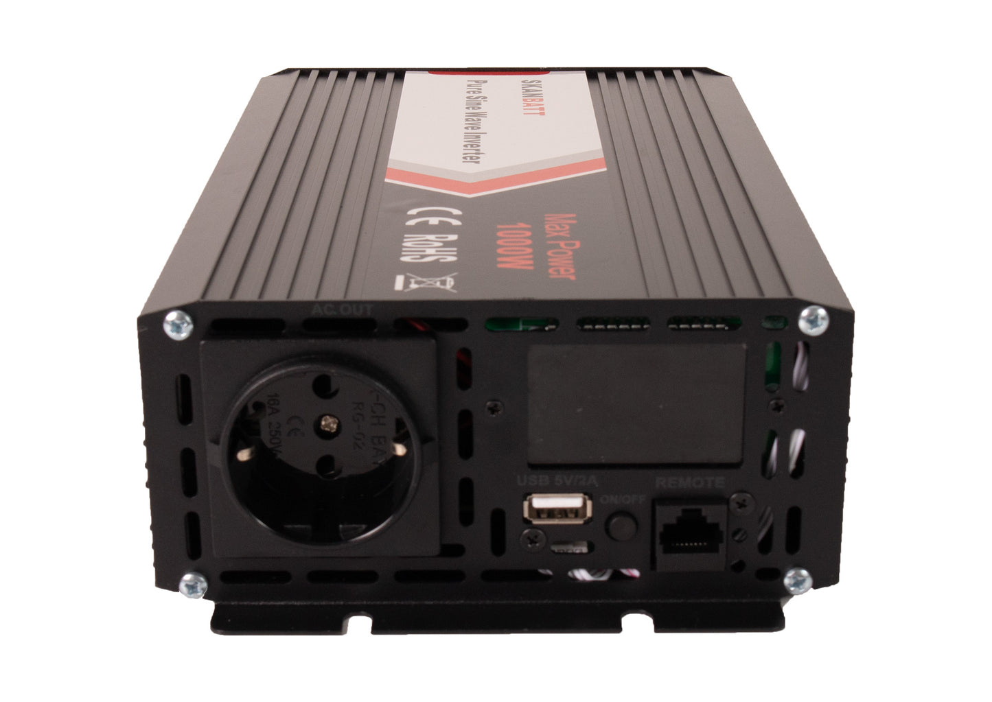 Skanbatt Inverter 24V 1000W (2000W) Ren Sinus M/Trådløs Fjernkontroll label detail