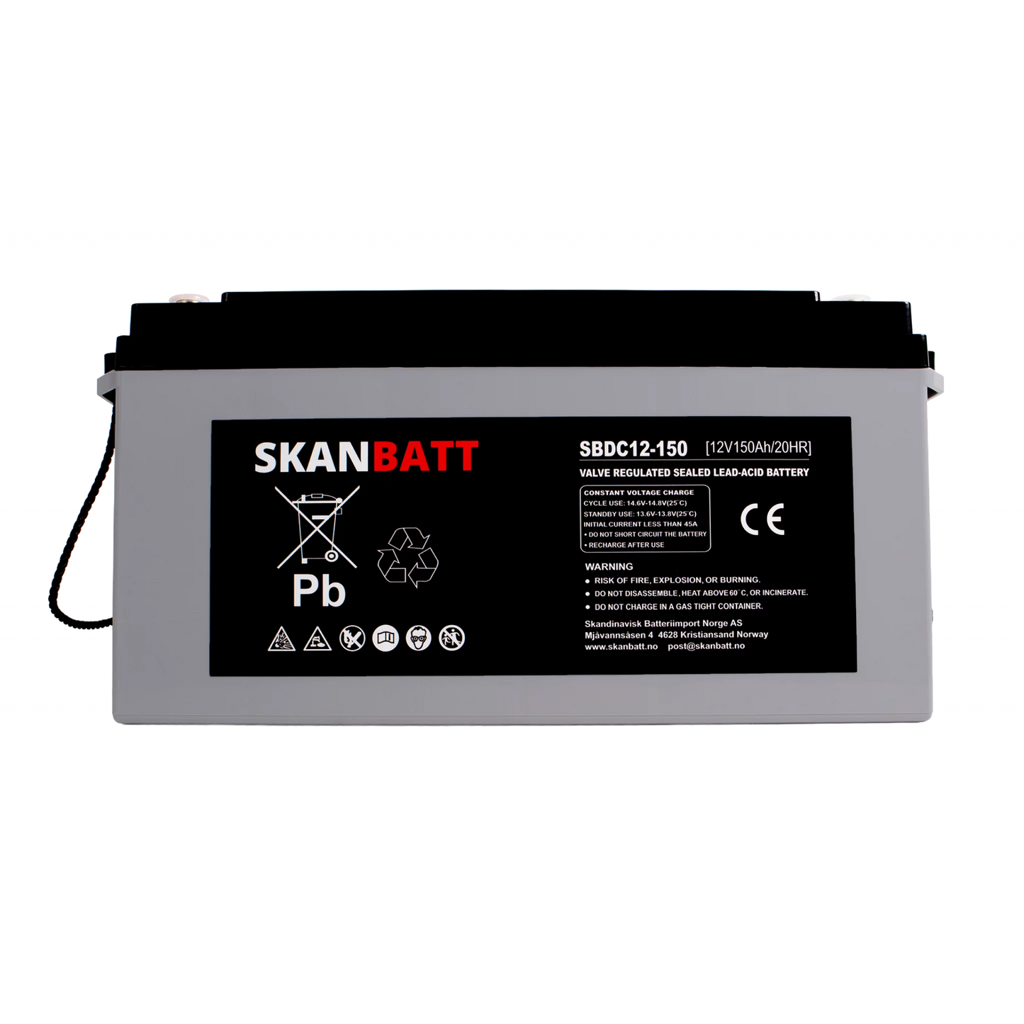 RITAR AGM Deep Cycle Batteri 12V 150AH C10 (483x170x241mm) +vänster