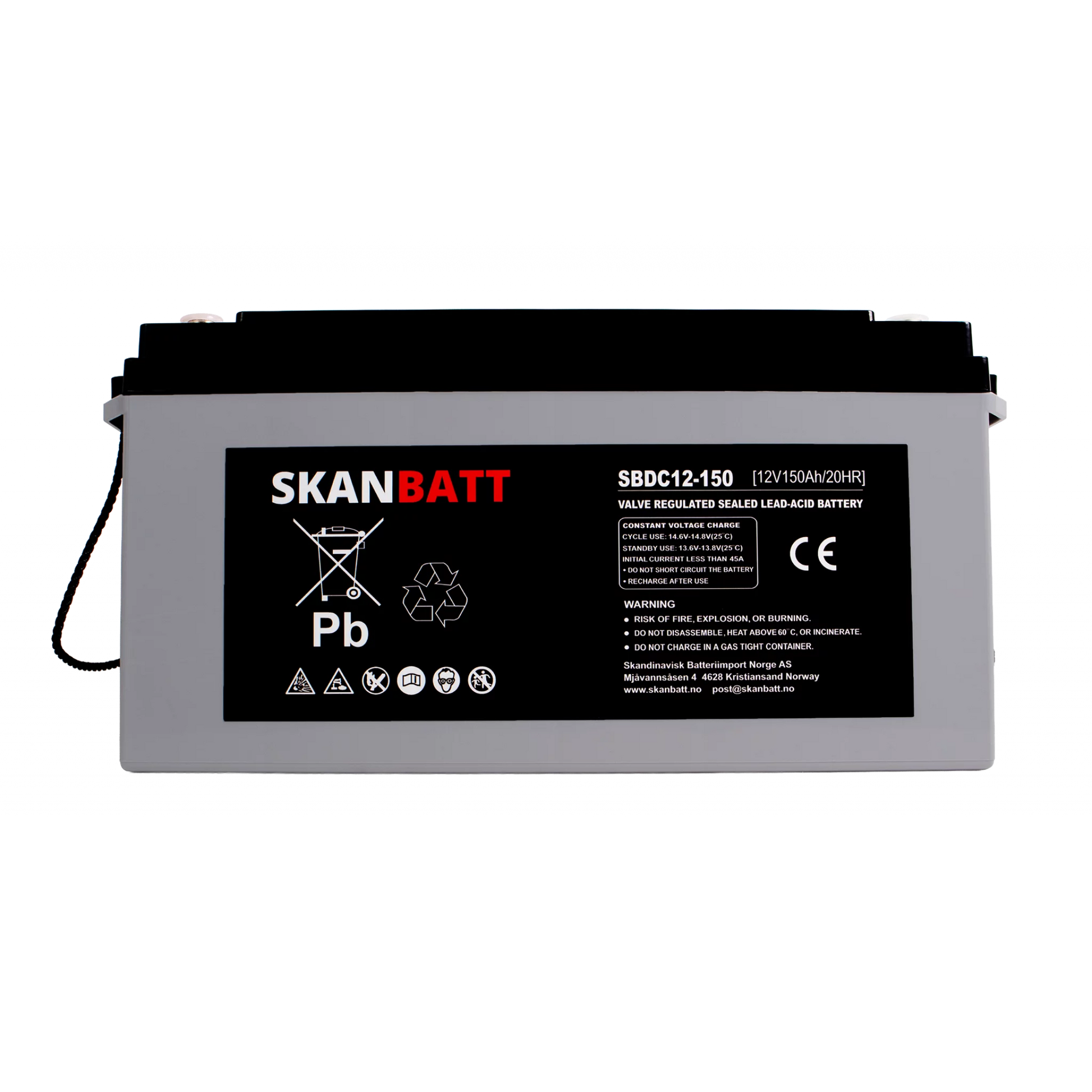 RITAR AGM Deep Cycle Batteri 12V 150AH C10 (483x170x241mm) +vänster