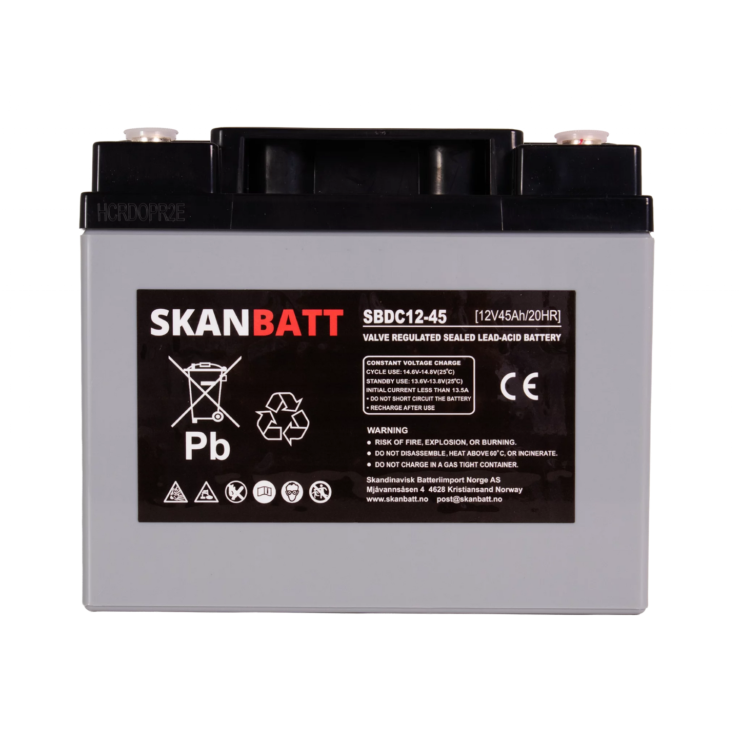 RITAR AGM Deep Cycle Batteri 12V 45AH (197x165x169mm) +höger