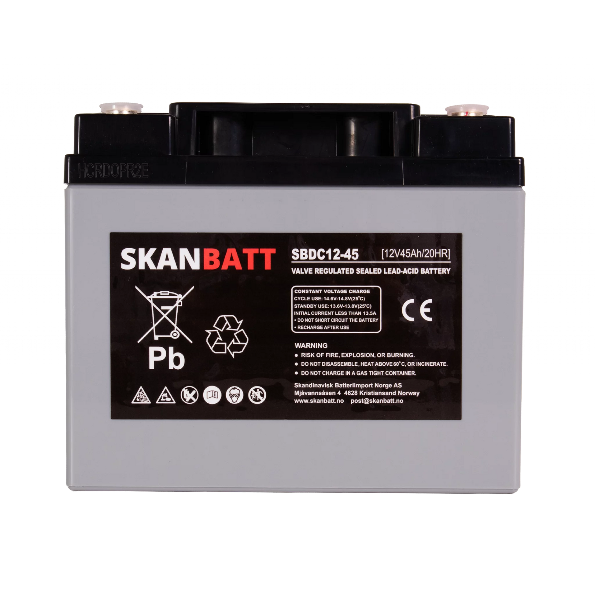 RITAR AGM Deep Cycle Batteri 12V 45AH (197x165x169mm) +höger