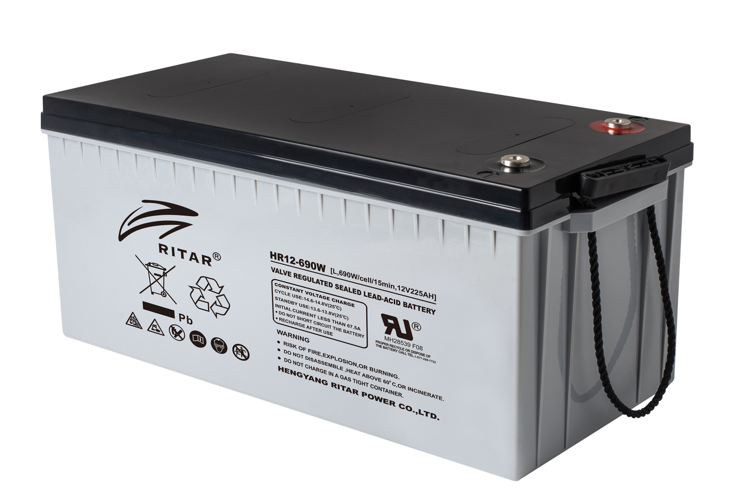 Ritar High Rate Agm Batteri 12V 210Ah C10 + Høyre shown in product view