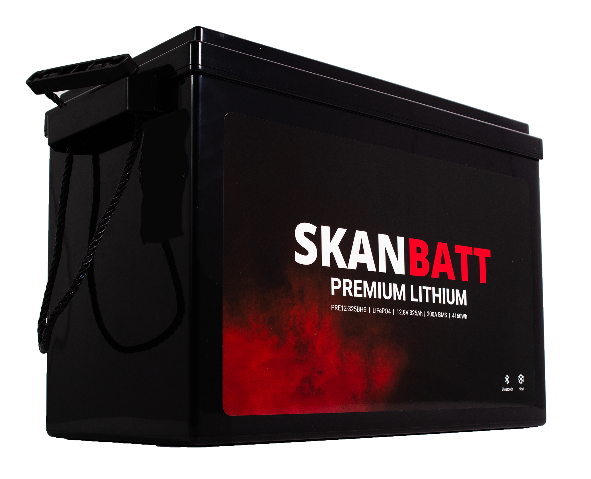 SKANBATT Premium Lithium - 12V 325Ah 200A BMS - Bluetooth - Heat - 345x190x245mm - 8 Års garanti