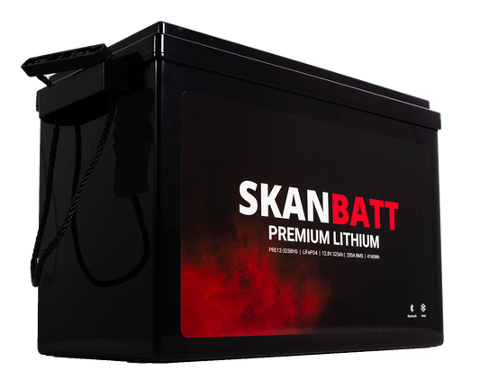 SKANBATT Premium Lithium - 12V 325Ah 200A BMS - Bluetooth - Heat - 345x190x245mm - 8 Års garanti