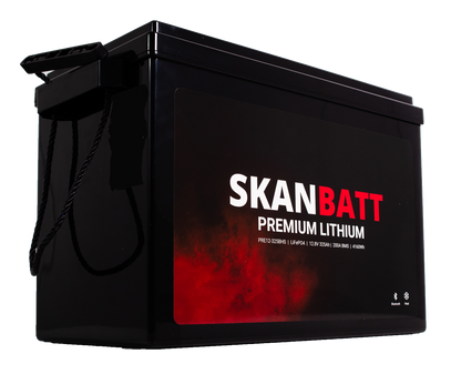 SKANBATT Premium Lithium - 12V 325Ah 200A BMS - Bluetooth - Heat - 345x190x245mm - 8 Års garanti