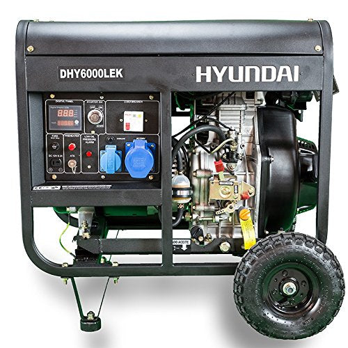 Hyundai Dhy6000Lek Strømaggregat 5300W - Elektrisk Start - Diesel - inkl. klargjøring shown in angle view