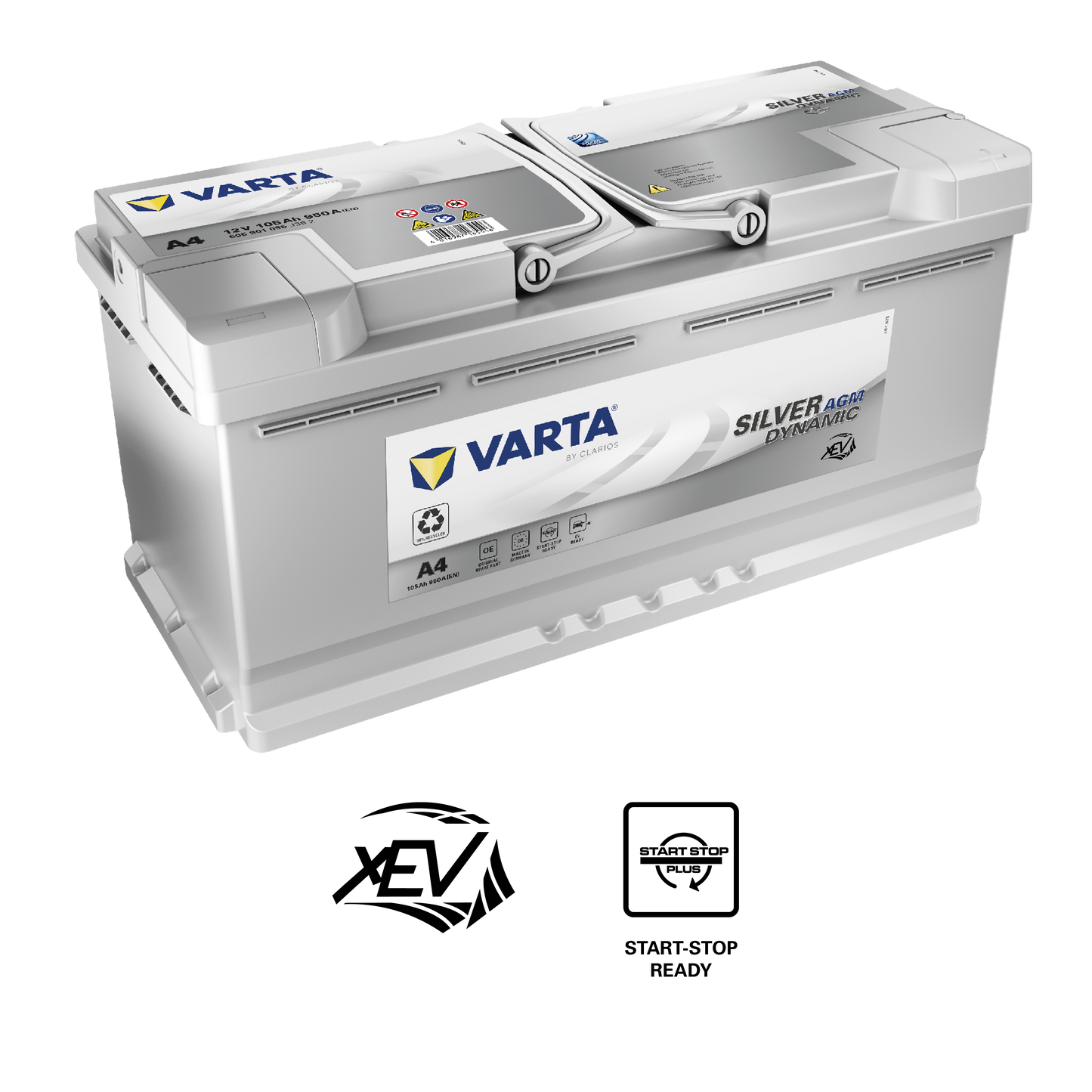 Varta Silver Dynamic Agm Batteri 12V 105Ah 950Cca +Høyre A4 shown in product view