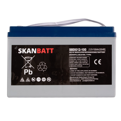RITAR GEL Deep Cycle Batteri 12V 100AH (328x169x222mm) +vänster