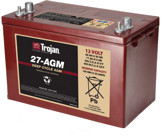 Trojan Agm Deep Cycle Traksjonsbatteri 12V 89Ah +Venstre shown in product view