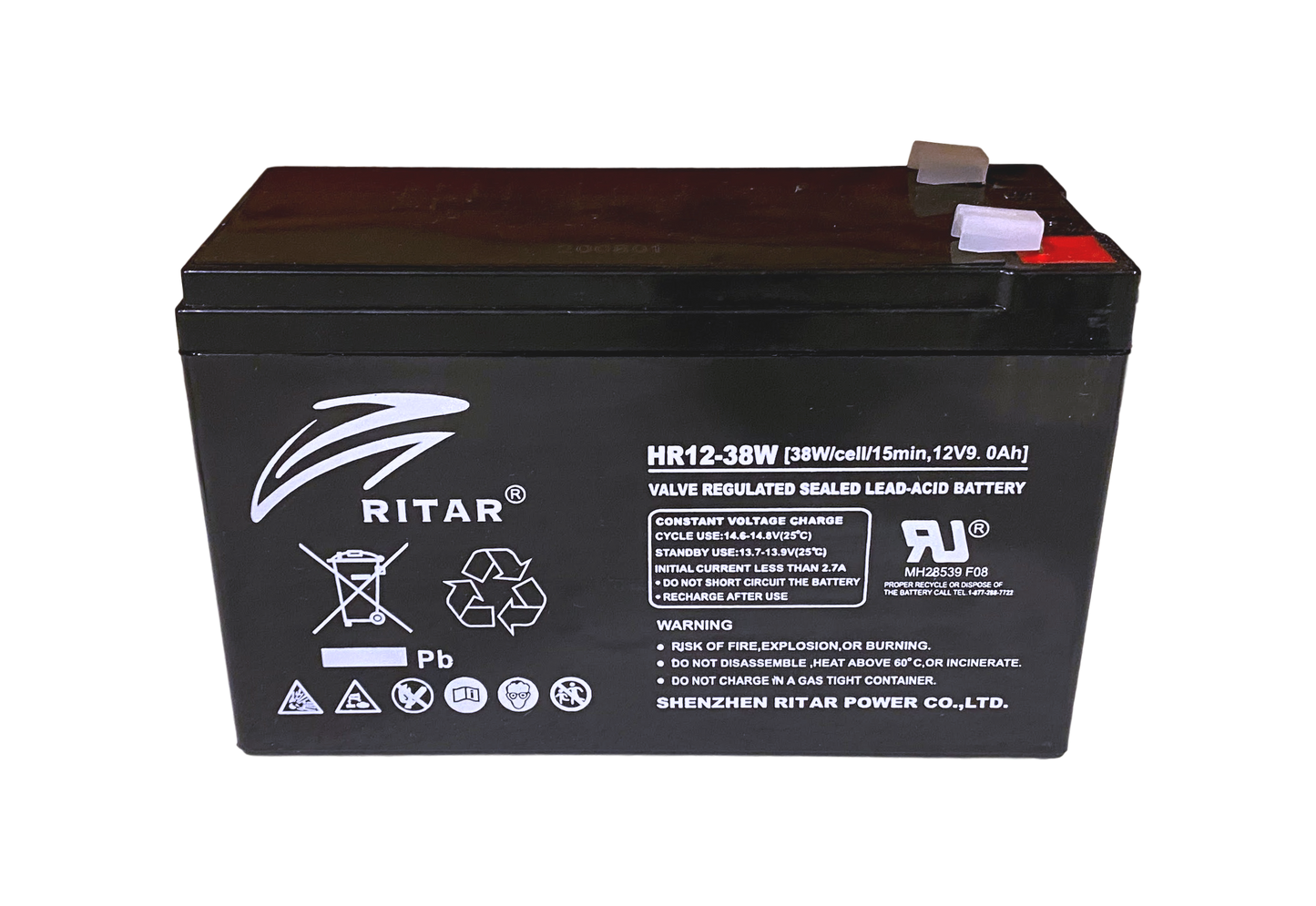 Ritar High Rate Agm Batteri 12V 9Ah F2 shown in product view