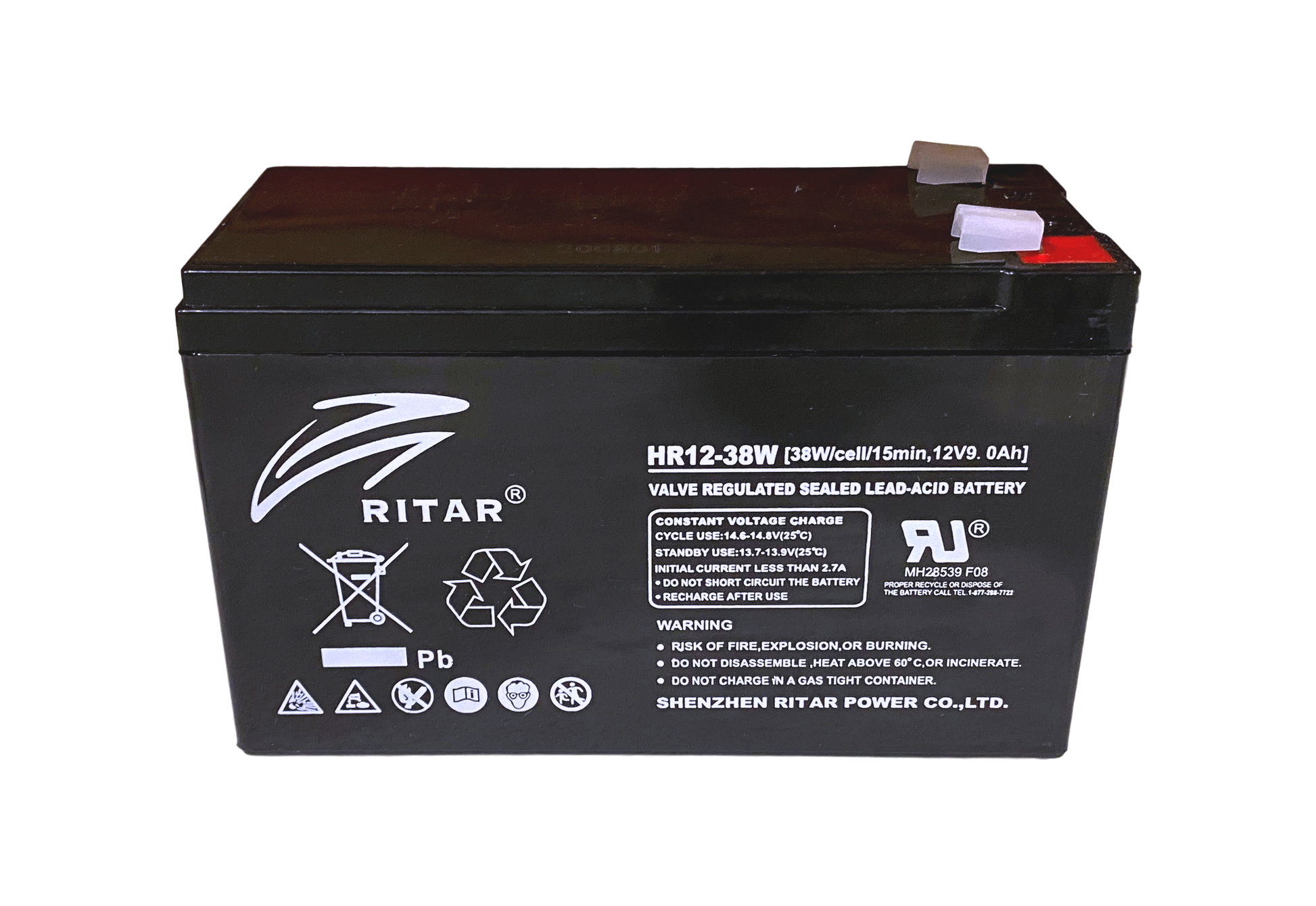 Ritar High Rate Agm Batteri 12V 9Ah F2 shown in product view