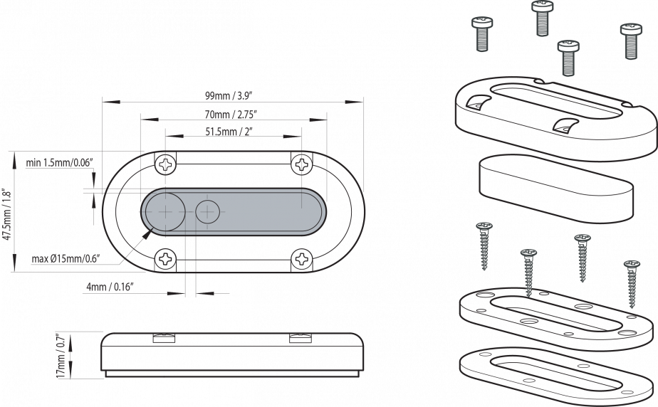 Scanstrut Ds-Multi Kabelgjennomføring shown in detail view