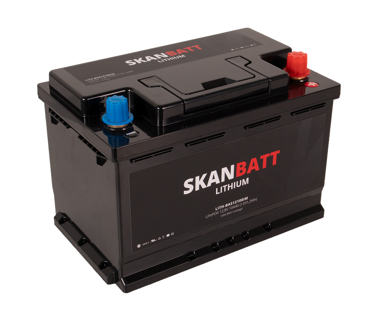 Skanbatt Lithium Batteri 12V 104Ah 100A Bms shown in product view