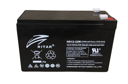Ritar High Rate Agm Batteri 12V 8Ah F1 shown in product view