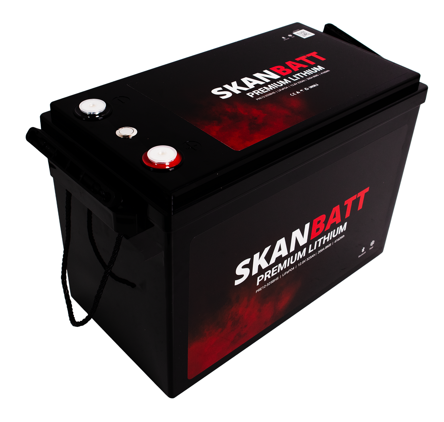 SKANBATT Premium Lithium - 12V 325Ah 200A BMS - Bluetooth - Heat - 345x190x245mm - 8 Års garanti