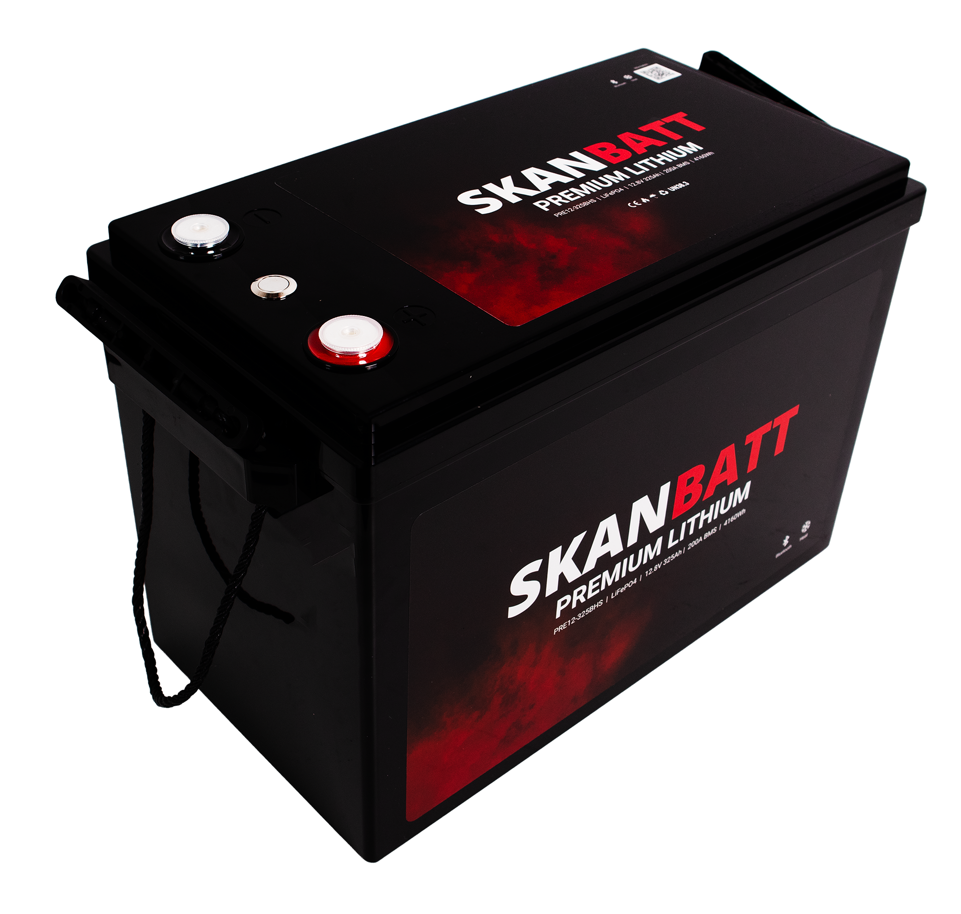 SKANBATT Premium Lithium - 12V 325Ah 200A BMS - Bluetooth - Heat - 345x190x245mm - 8 Års garanti