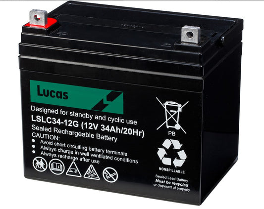 Lucas Agm Golf Batteri 12V 34Ah shown in product view
