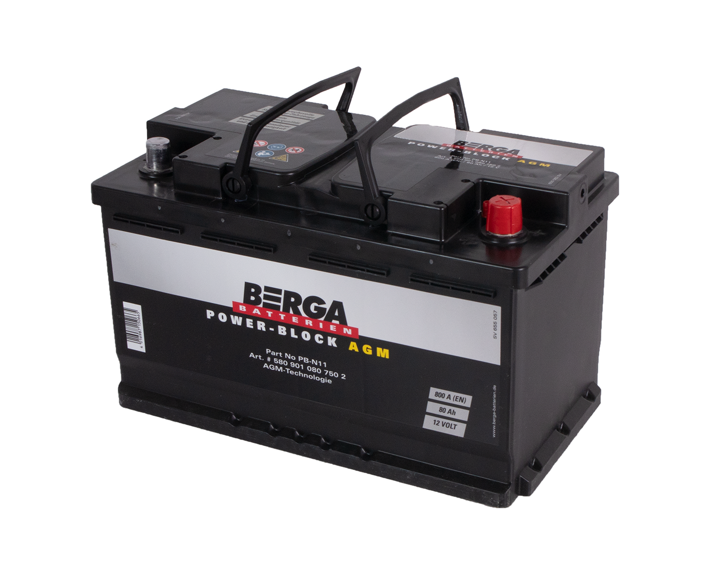 Berga Power Block Agm 12V 80Ah 800Cca label detail