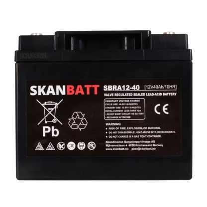 RITAR AGM Deep Cycle Batteri 12V 40Ah (198x166x171mm) +höger