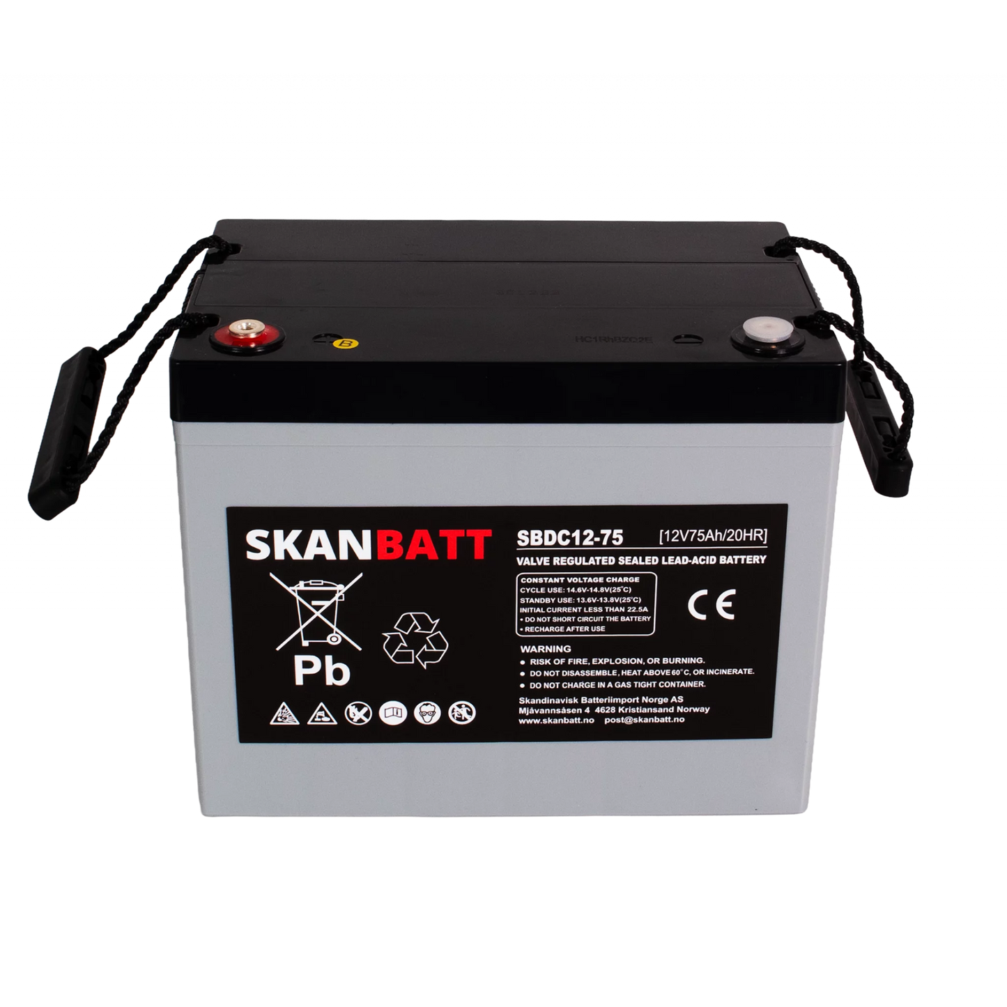 RITAR AGM Deep Cycle Batteri 12V 75AH C10 (259x169x210mm) +vänster