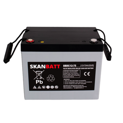RITAR AGM Deep Cycle Batteri 12V 75AH C10 (259x169x210mm) +vänster