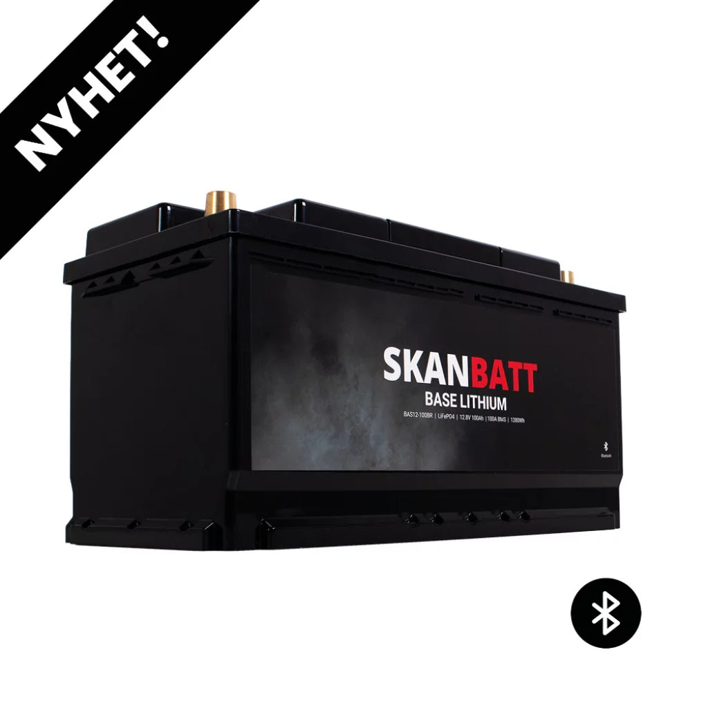 Produktbilde av SKANBATT Base Lithium - 12V 100Ah 100A BMS - 352x175x190mm - Bluetooth - 3 Års garanti - Bobil