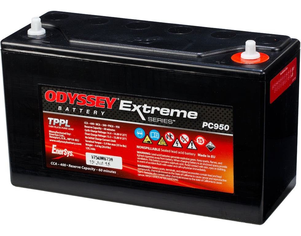 Odyssey Pc950 Agm Batteri 12V 34Ah 400Cca +Høyre shown in product view
