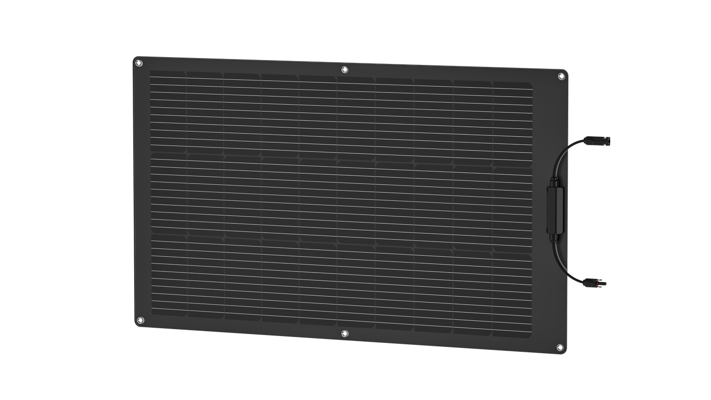 Ecoflow Fleksibelt Solcellepanel 100W shown in angle view
