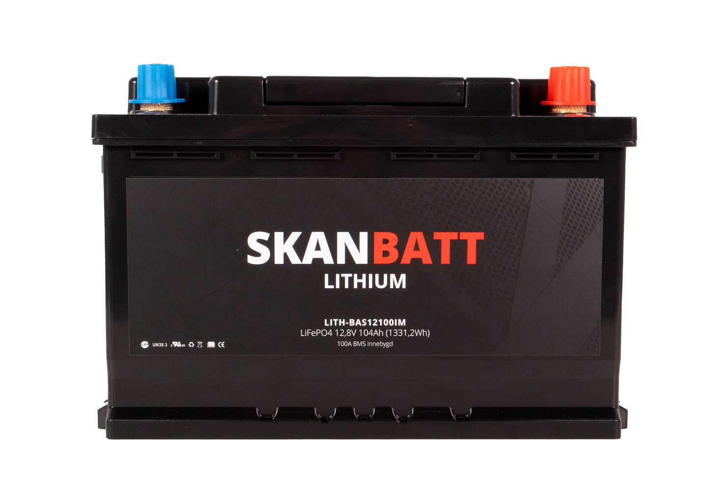 Skanbatt Lithium Batteri 12V 104Ah 100A Bms label detail