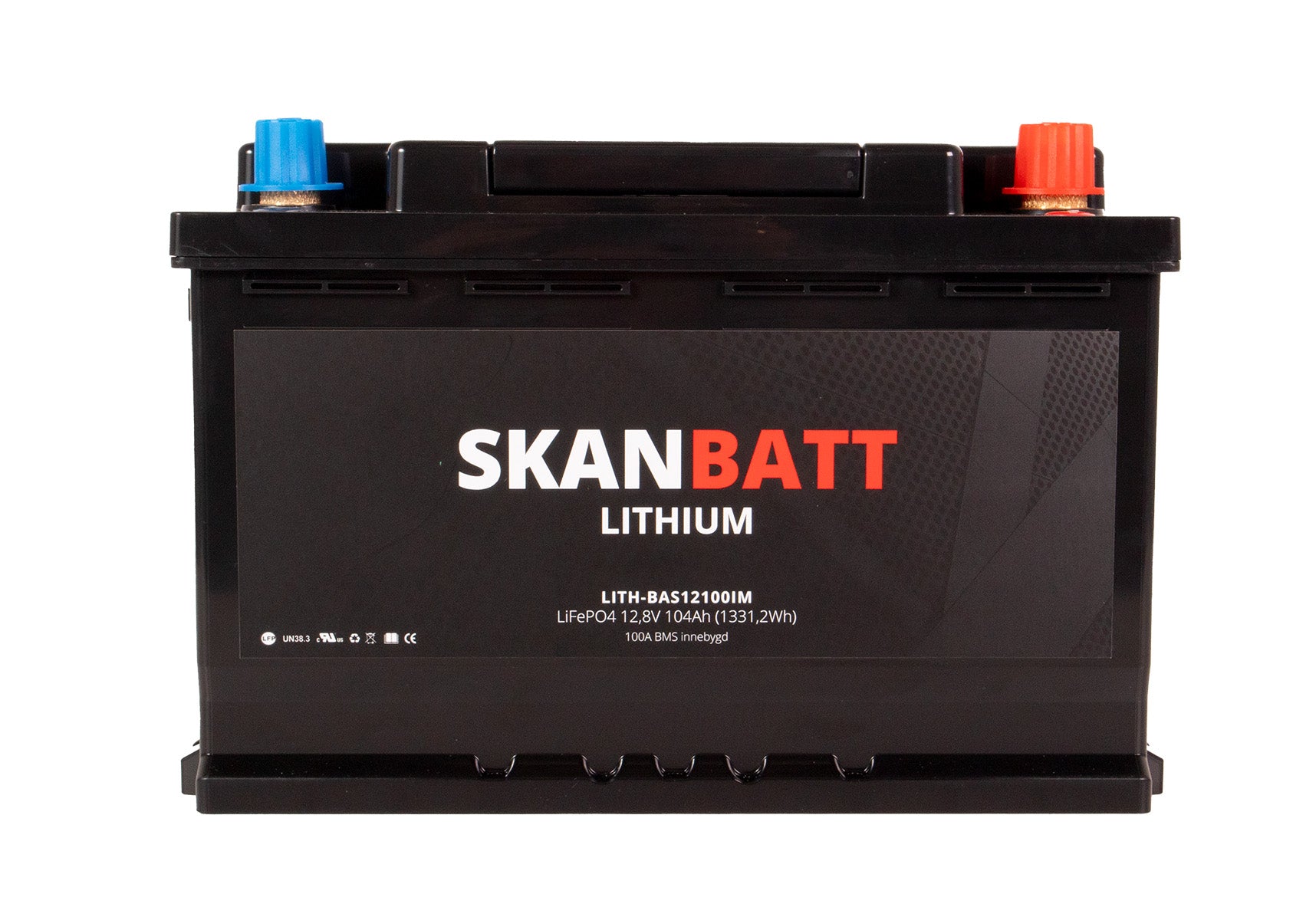 Skanbatt Lithium Batteri 12V 104Ah 100A Bms label detail