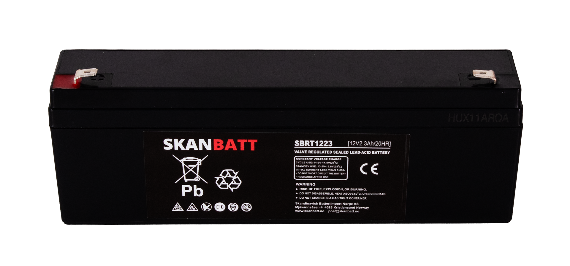 SKANBATT AGM Batteri 12V 2,3AH (178x35x61mm) F1