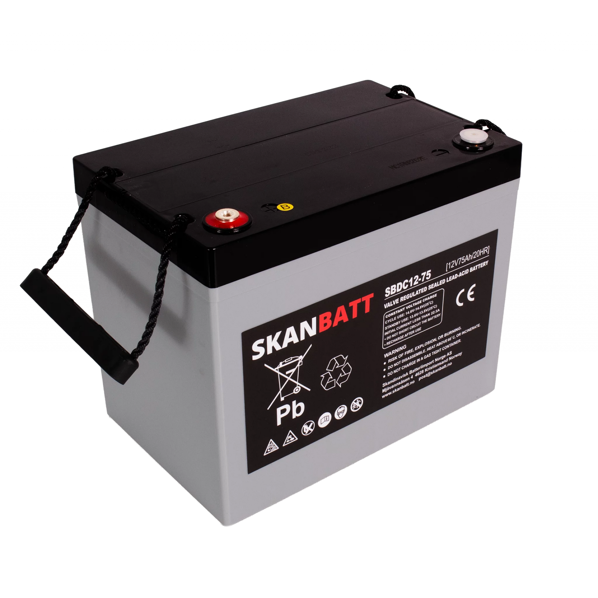 RITAR AGM Deep Cycle Batteri 12V 75AH C10 (259x169x210mm) +vänster