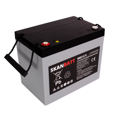 RITAR AGM Deep Cycle Batteri 12V 75AH C10 (259x169x210mm) +vänster