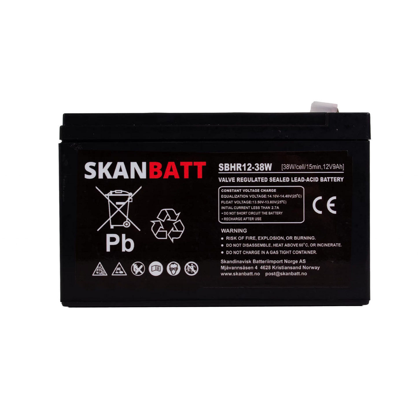RITAR High Rate AGM Batteri 12V 9AH (151x65x93,5mm) F2