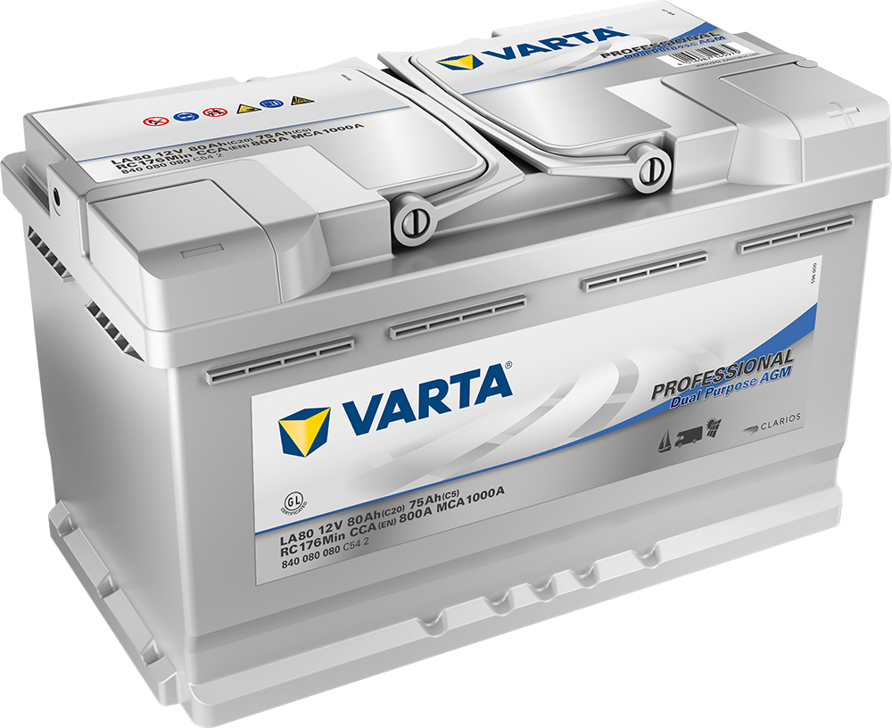 Varta Fritidsbatteri Agm Batteri 12V 80Ah 800Cca +Høyre La80 shown in product view