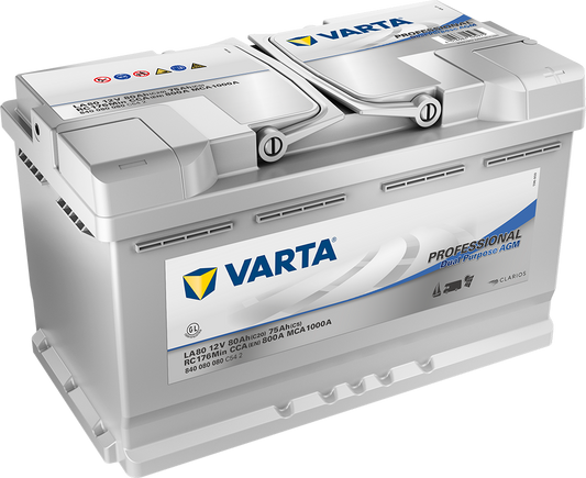 Varta Fritidsbatteri Agm Batteri 12V 80Ah 800Cca +Høyre La80 shown in product view