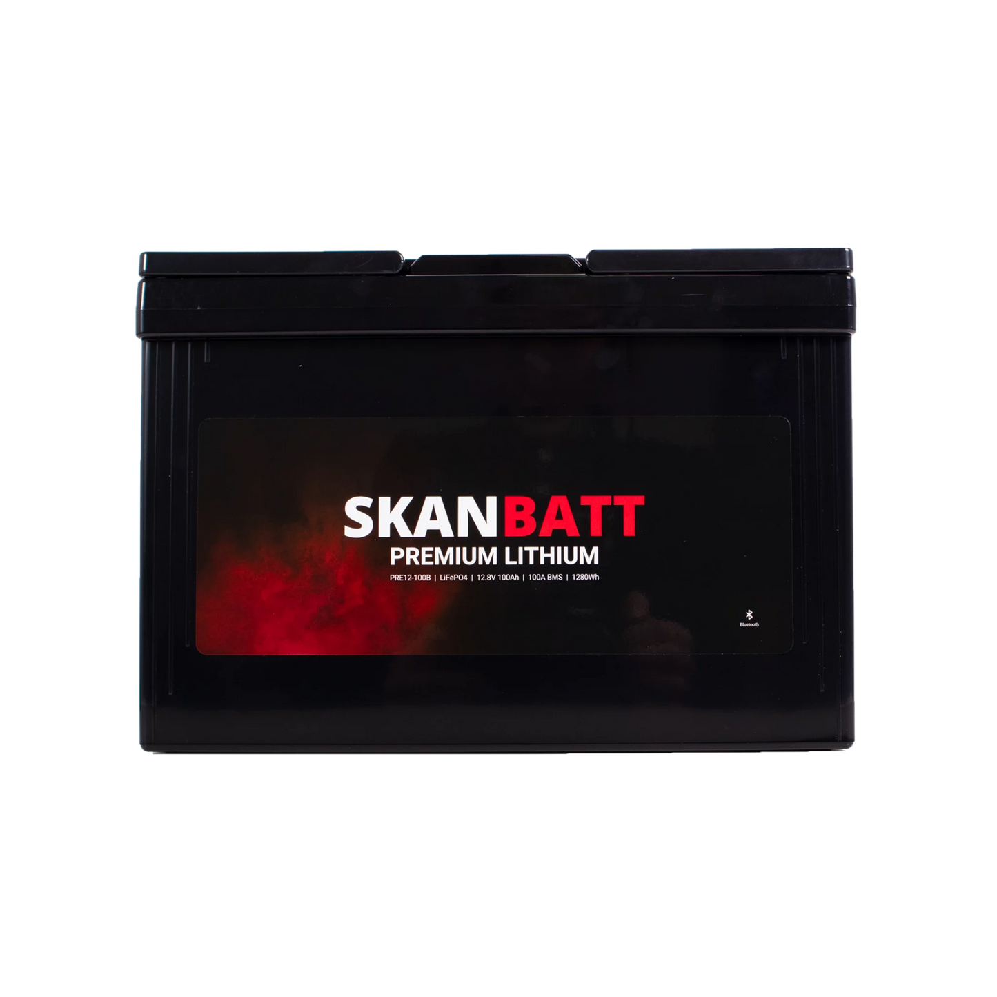 SKANBATT Premium Lithium - 12V 100Ah 100A BMS - Bluetooth - 306x172x212mm - 8 Års garanti