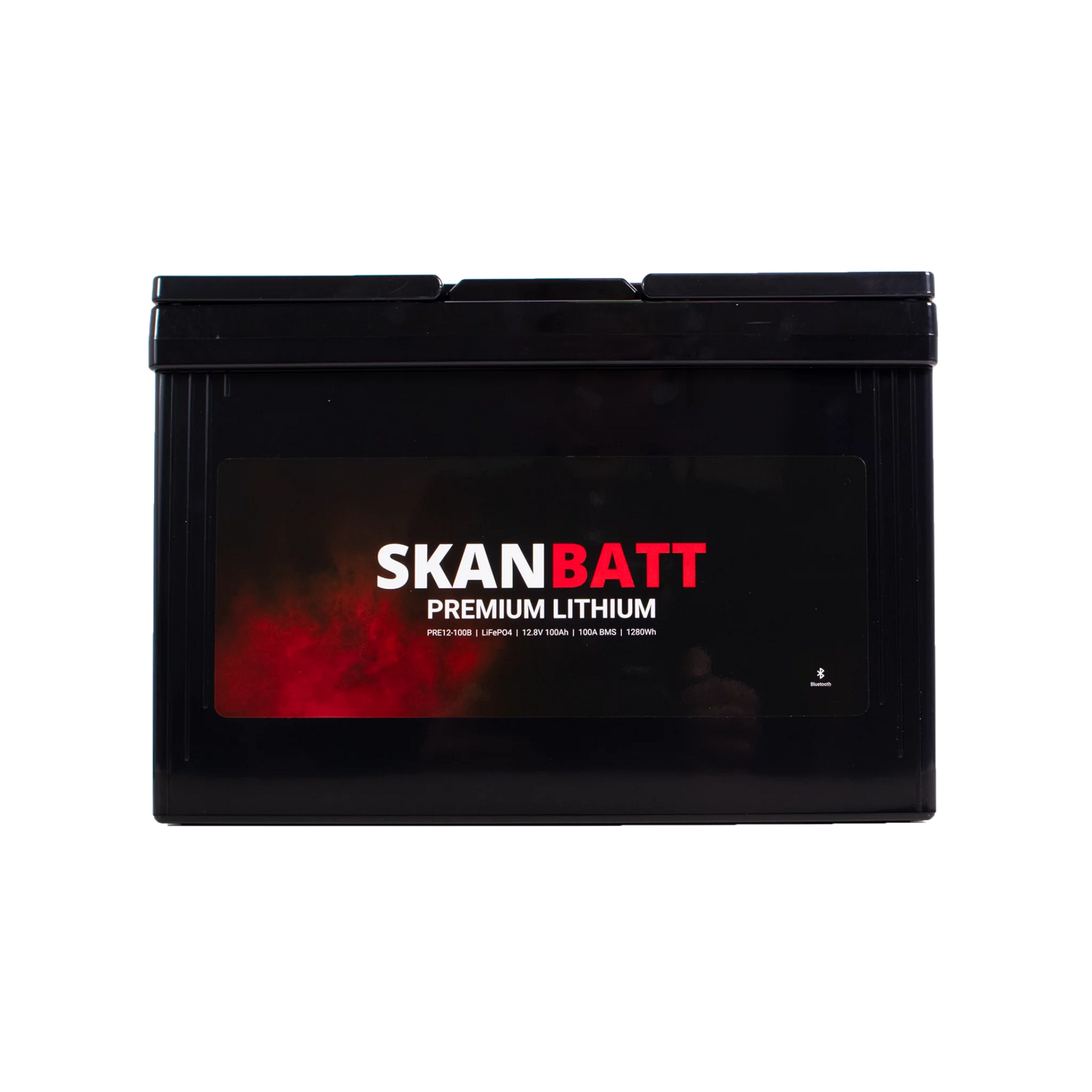 SKANBATT Premium Lithium - 12V 100Ah 100A BMS - Bluetooth - 306x172x212mm - 8 Års garanti