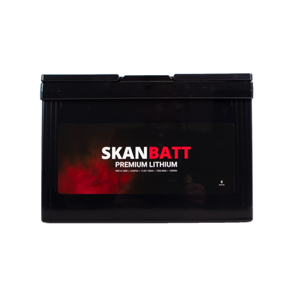 SKANBATT Premium Lithium - 12V 100Ah 100A BMS - Bluetooth - 306x172x212mm - 8 Års garanti