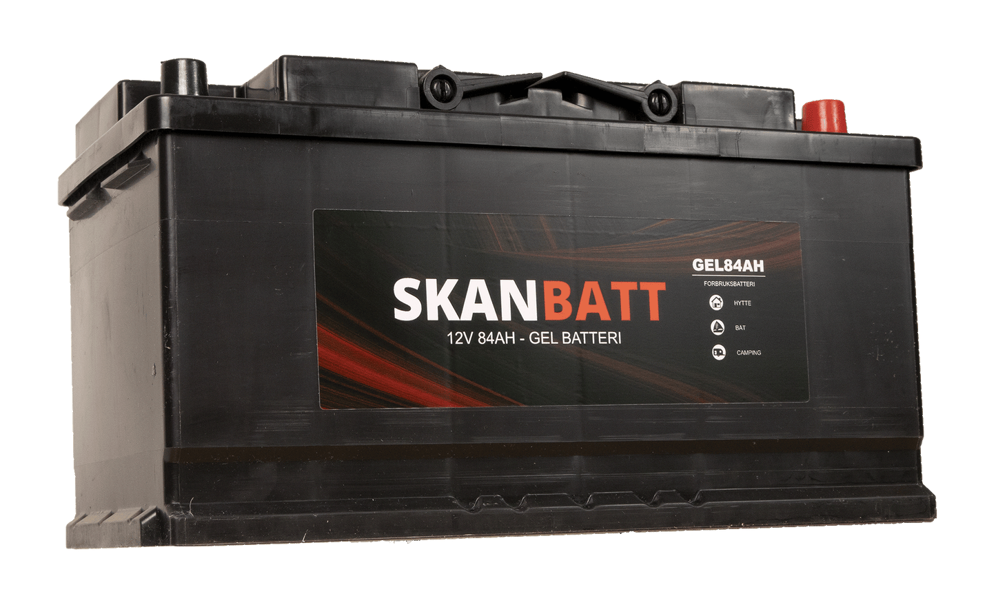 Skanbatt Gel Batteri 12V 84Ah +Høyre label detail