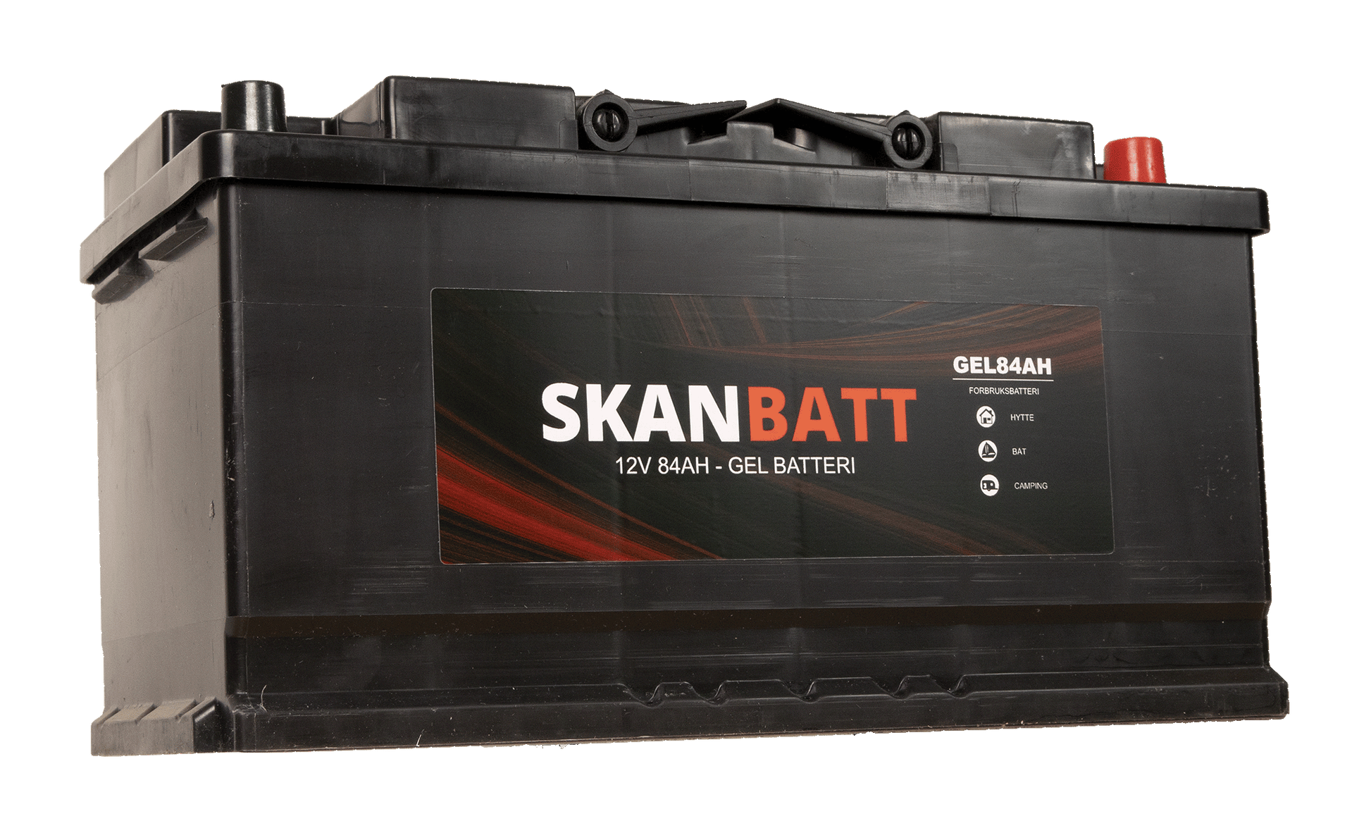 Skanbatt Gel Batteri 12V 84Ah +Høyre label detail