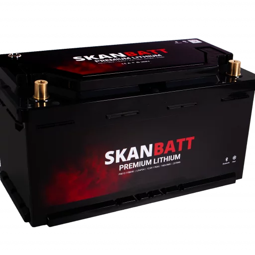 SKANBATT Premium Lithium - 12V 178Ah 160A BMS - Bluetooth - Heat - 354x176x187mm - 8 Års garanti