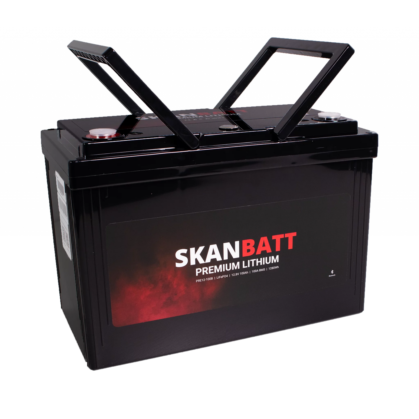 SKANBATT Premium Lithium - 12V 100Ah 100A BMS - Bluetooth - 306x172x212mm - 8 Års garanti