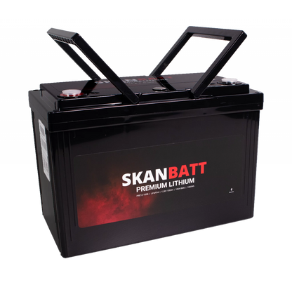 SKANBATT Premium Lithium - 12V 100Ah 100A BMS - Bluetooth - 306x172x212mm - 8 Års garanti