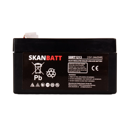 SKANBATT AGM Batteri 12V 1,3AH (97x43x52mm) F1