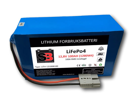 Skanbatt Lithium Batteri 12V 100Ah 100A Bms Lith-12100B100 shown in product view
