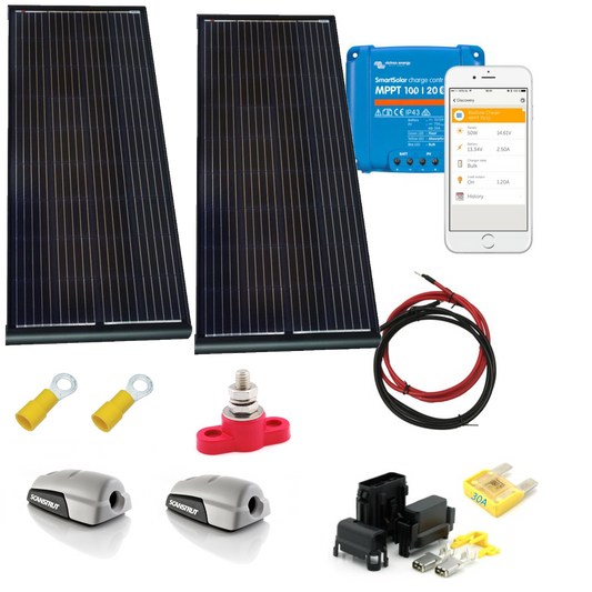 Skanbatt 158X51 - 300W (2X150W) Black Aero Komplett Kit Med Victron Bt Mppt - Slim shown in product view
